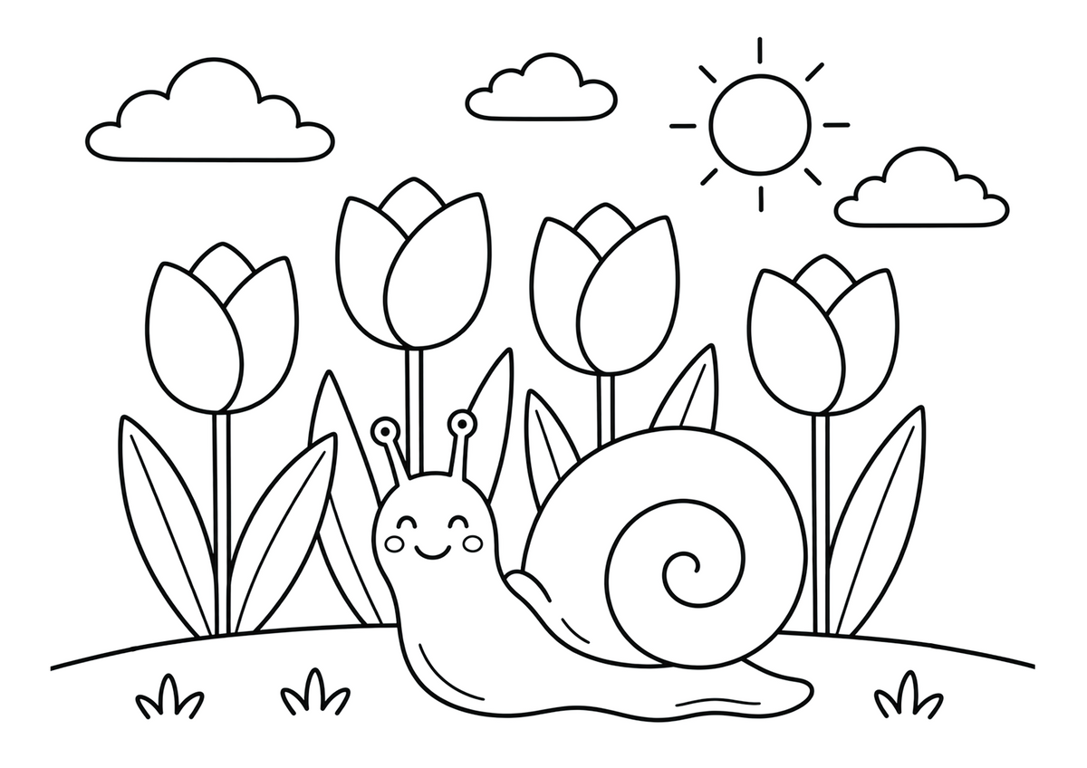 Little Snail & Tulips